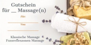 Gutschein für eine oder mehrere Massagen. Entweder eine klassische Massage oder eine Fussreflexzonen Massage